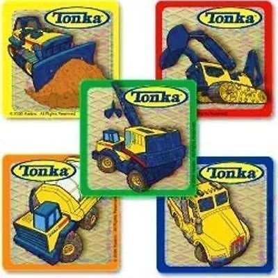 5 X Square Stickers ~ Tonka Trucks Foil Mining Excavator Loader Mine Mining ~ • $3
