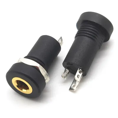 5PCS PJ-392A 3.5mm 3 Pole Black Audio Jack Socket Stereo Solder Panel Connector • £4.62