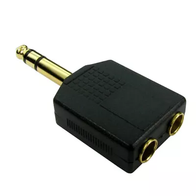 2x Stereo 6.35mm Female Socket 1/4  Stereo Jack Plug Y Splitter Audio Adapter • £2.95