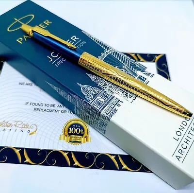 24Ct Gold Plated Blue Parker Architecture Jotter Ballpoint Writing Pen Gift Box • $164.21