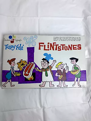 Vintage Flintstones Fuzzy Felt Toy Playset BBQ Standard Toykraft's 1961 Read • $15