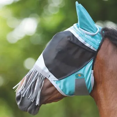 £18.50 • Buy Shires FlyGuard Pro Fine Mesh Fly Mask With Ears & Nose Fringe Teal Or Blk 6664