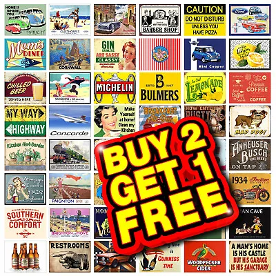 £2.95 • Buy Metal Wall Sign Retro Tin Plaque Home Bar Man Cave Beer Garage Shed Signs M19