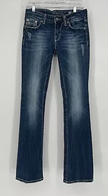 Miss Me Denim Brand Jeans JD1041B  Boot Cut Dark Wash Heavy Stitch Women’s 28 • $29.95
