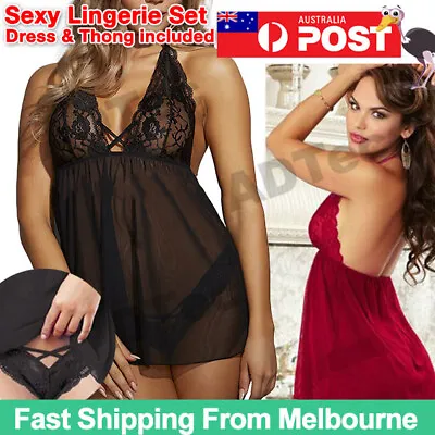 $10.95 • Buy Women Sexy Lingerie Lace Erotic Underwear Set G-String Nightwear Sleepwear AU