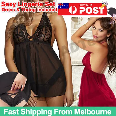 $10.95 • Buy Women Sexy-Lingerie Nightwear Underwear Babydoll Sleepwear Lace G-string Set