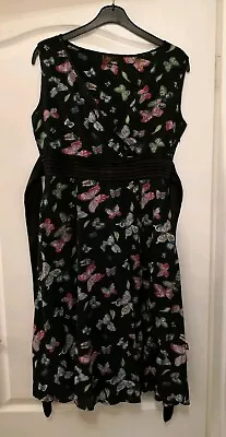 Butterfly Black Wrap Dress Yumi Size S/M 100% Cotton • £8.99