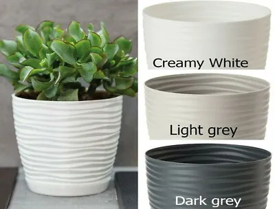 £9.99 • Buy Plastic Plant Pot Cover Round 3D Effect Modern Indoor Outdoor Houseplant Holder