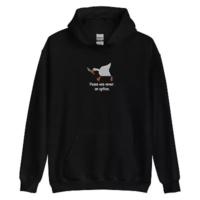 Murder Duck Embroidered Hoodie Peace Was Never An Option Duck With Knife Meme • $43.50