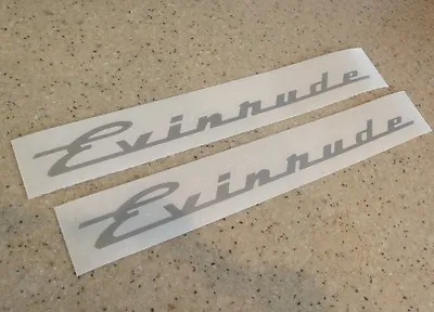 Evinrude Vintage Motor Decals SILVER 2-Pak FREE SHIP + FREE Fish Decal! • $12