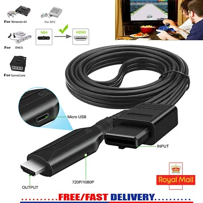 HDMI Converter HD TV Video Cable Splitter For N64 GameCube NGC Super SNES HD UK • £9.59