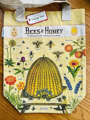 Cavallini & Co  Bees & Honey  Natural Cotton Vintage Style Grocery Bag Tote NEW • $21.95