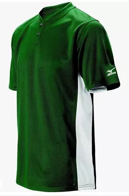 NWT - Mizuno Youth 2 Button Color Block Jersey Green/white Size Youth Large • $11.99