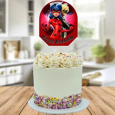 Ladybug Childrens Theme Large 6  Happy Birthday Cake Topper Decoration • £2.99