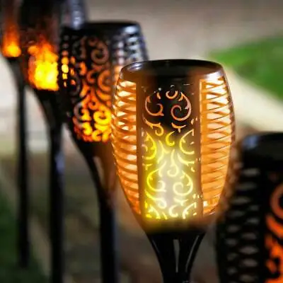 4 X LED Solar Powered Large Torch Lights Dancing Flame Flickering Garden 68 LED • £21.99