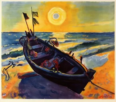Boat At Sunrise : Max Pechstein : 1912 : Archival Quality Art Print • $69