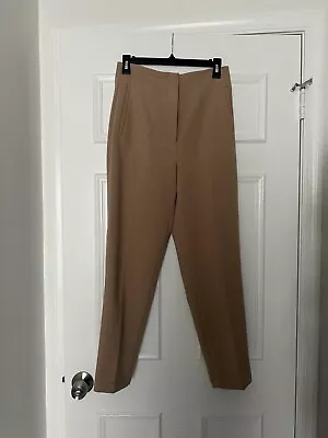 ZARA High Waisted Pleated Pants Tan Size M Straight Leg • $9.75