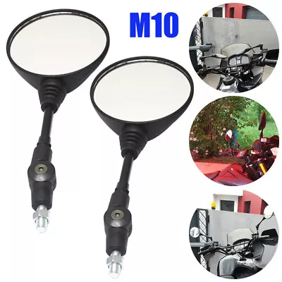Universal Piece Of 2 Folding Rear View Side Mirrors Round Motorcycle M10×1.25 AU • $20.45