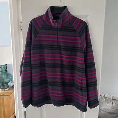 Ladies Cotton Traders Fleece 1/4 Zip Striped Jumper Size M • £1.50