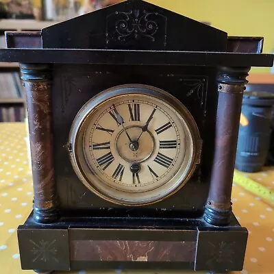 HAC Simulated Marble Mantle Clock GERMAN Made Early 20th CENTURY • £45