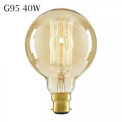 £5.49 • Buy Vintage Edison Light Bulb G95 B22 Bayonet 40W Dimmable Retro Filament Style...