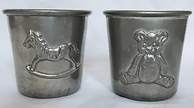 Pair Of Vintage Kids Pewter Cups Handmade By Stuart And Karen Helble In VA In 88 • $14.99