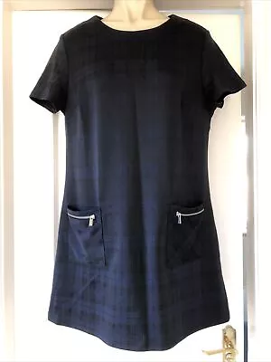 Ladies Black & Navy Blue Dress Pockets Short Sleeve Summer Office Work - Size 12 • £5.99