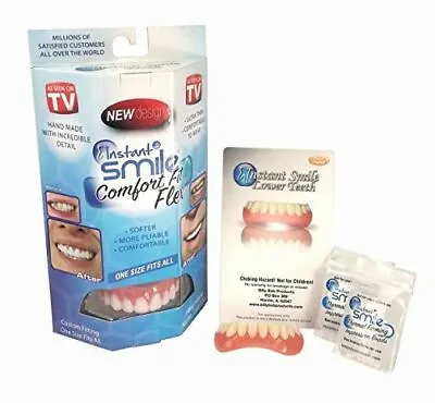 Bright Shade Instant Smile Comfort Fit Flex Veneers Upper And Lower Plus 2 Beads • $31.99