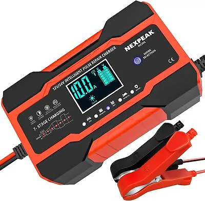 10-Amp Car Battery Charger 12V And 24V Smart Fully Automatic Battery Charger W • £26.69