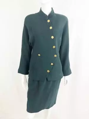 1980's Vintage Chanel Green Skirt Suit Size M • $893