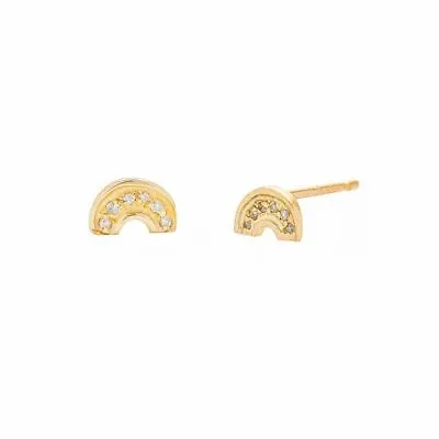 14K Gold Lab Grown Lab-Created Diamond Cresent Hoop Earring Fine Jewelry • $249