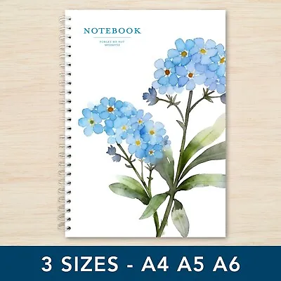 Forget Me Not Notebook A4 A5 A6 Handmade Spiral Notepad Plain Lined Journal Note • £7.99