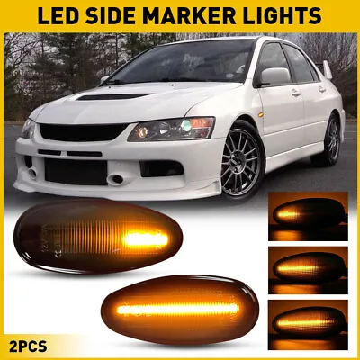 2X Smoke LED Side Light Marker Turn Signal Lamp For 2001-2006 Mitsubishi Lancer • $15.99