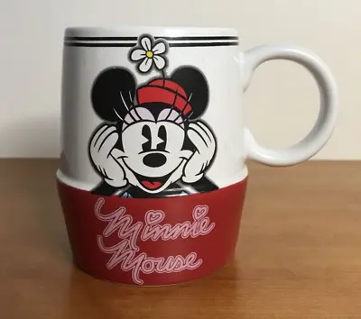 Disney Store Minnie Mouse Coffee Mug Cup Large 20 Oz Red Hat White Flower 2 Tone • $11.99