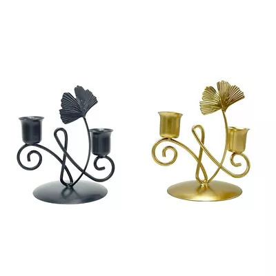 Metal Ginkgo Biloba Leaf Holder Iron Candlestick Ornaments Table Decor • £8.46