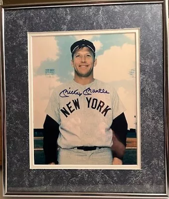 Mickey Mantle New York Yankees Signed 8x10 Photograph Framed  & Matted COA • $279