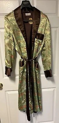 Vtg Brocade Dressing Gown Smoking Jacket Robe Kimono Longevity Deadstock SZ M • $124.99