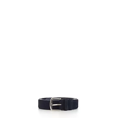 LORO PIANA 595$ Alsavel Classic Belt In Navy Blue Suede Calf Split Leather • $463.50