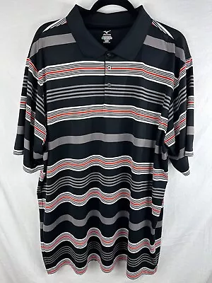 Mizuno Men's Golf Polo Shirt Black Red White Strips Size 2xl • $22