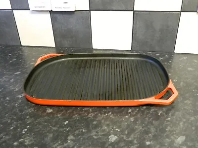 £5 • Buy Cast Iron Griddle Pan / Skillet - Red - 40 Cms X 26 Cms