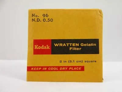 $8.99 • Buy Kodak Wratten Gelatin Filter  96 N.D 0.50 2  X 2  50mm X 50mm Neutral Density