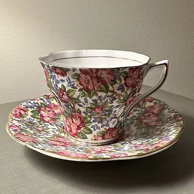 Vintage Chintz Teacup & Saucer / ROSINA Bone China / England Tea Coffee / VG Con • $18.50