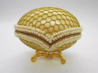 Faberge Egg Gout: Sumptuous Yellow & Gold White Pearl Jewelry Box • £41.09