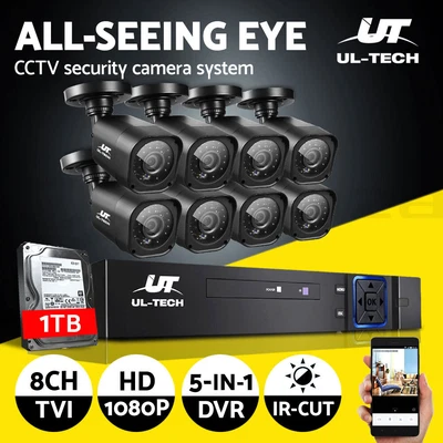 $316.44 • Buy UL-tech CCTV Camera Home Security System 8CH DVR 1080P 1TB Hard Drive Outdoor