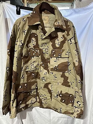 Vtg NEW 90's US ARMY Chocolate Chip Desert Camo BDU Jacket Sz Lg Reg Tan • $59.99