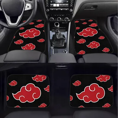 $50 • Buy 4PCS Naruto Akatsuki Cloud Racing Red Fabric Car Floor Mats Interior Carpets