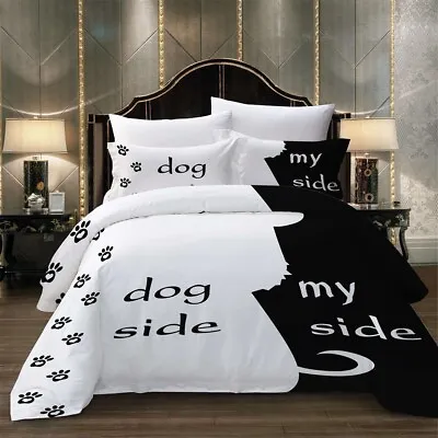 £15.43 • Buy Couples Dog/My Side Doona Duvet Quilt Cover Set King/Queen/Double Size Bedding