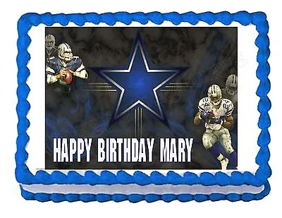 DALLAS COWBOYS FOOTBALL Party Edible Cake Image Cake Topper Frosting Decoration • £9.60