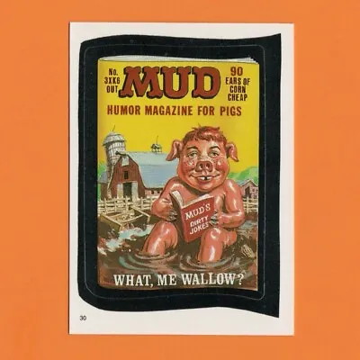 1986 Wacky Packages Mud Magazine Pigs #30 Topps Album Mini Sticker Mad Spoof • $2.49