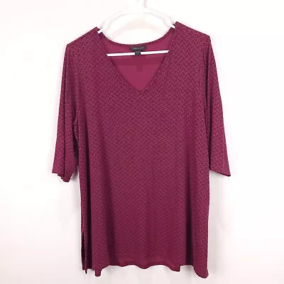 J Jill Top Women Large Petite Purple Wearever Collection 3/4 Sleeve  Stretch • $17.99